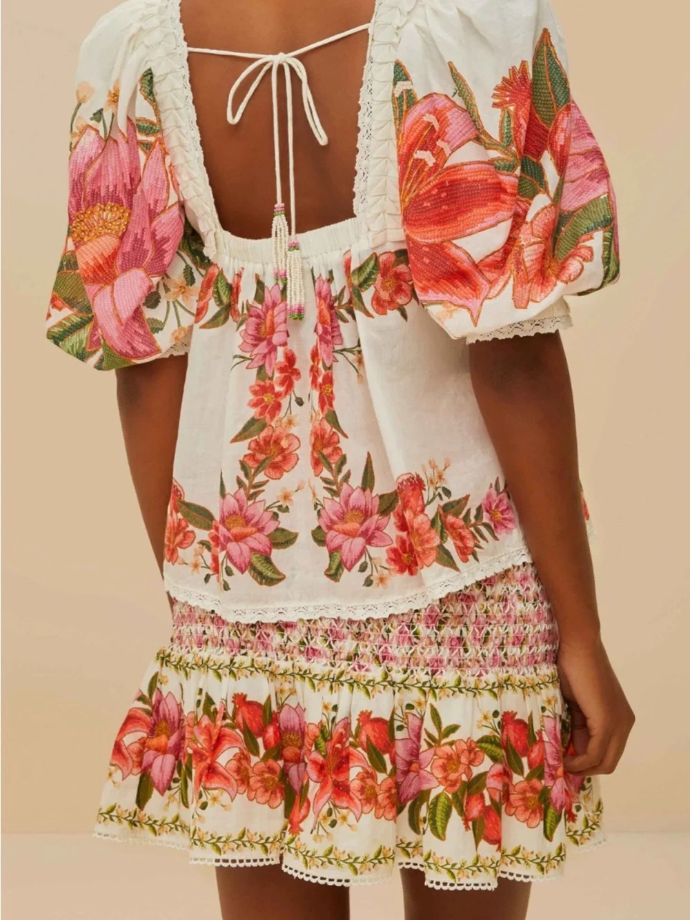 Farm Rio Summer Fruit Off-White Organic Cotton Blouse (NWT) size Large - Picture 2 of 12